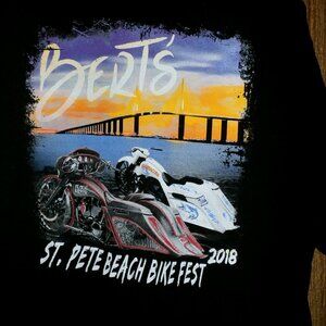Bert's Bikefest St. Pete Beach Fl 2018  Tee w/ Sunshine Skyway Bridge 2XL